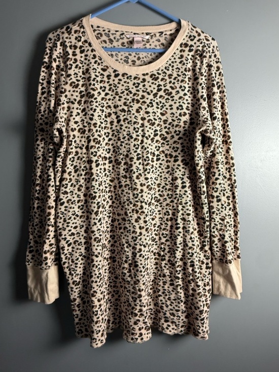 Other - Victoria's Secret Long Sleeve Leopard Print Thermal Waffle Nightgown Womens XL